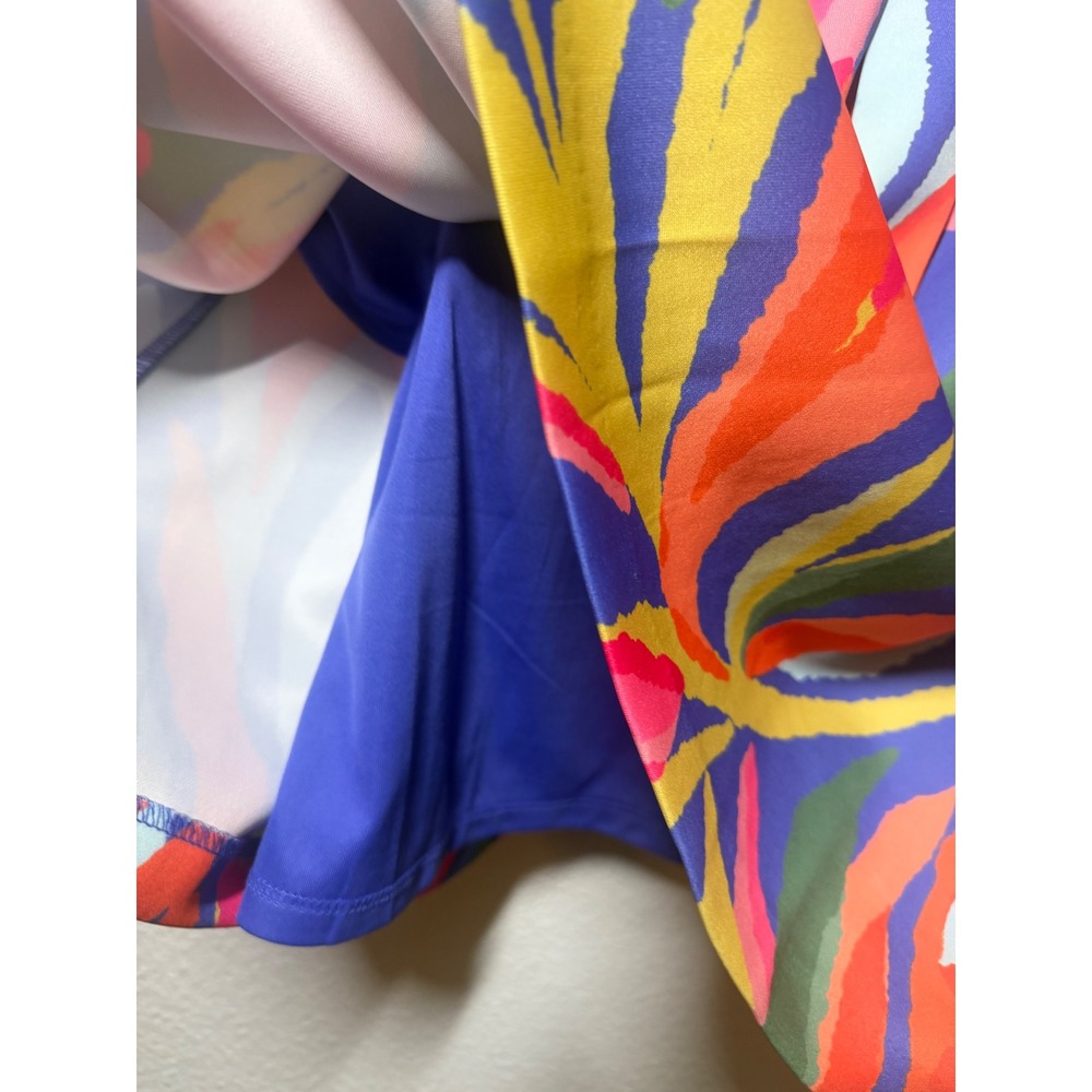 Vince Camuto Multi Color Tropical Leaf Halter Fit Flare Dress size‎ 12 feminine - Picture 5 of 9